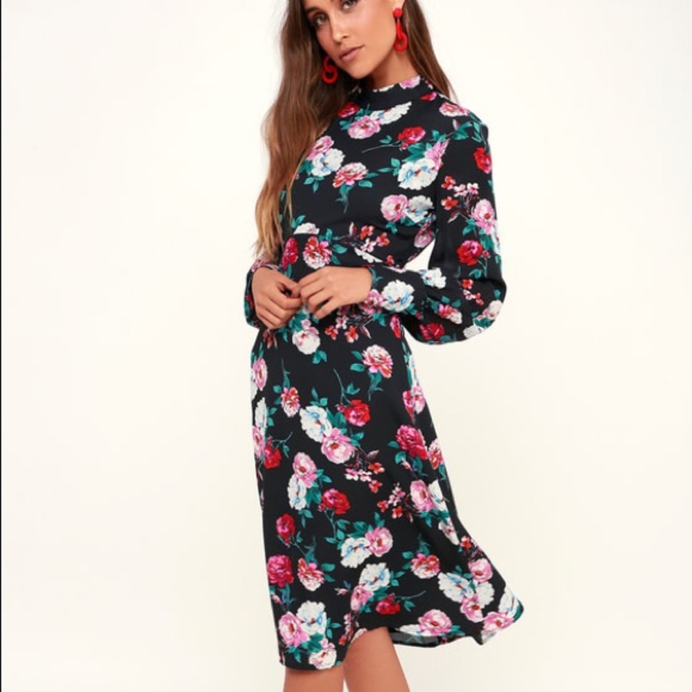 Garden party black Floral dress